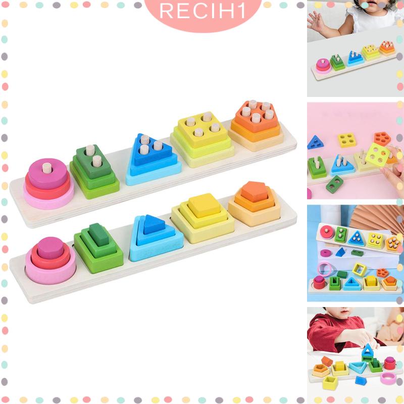 [Recih] Đồ Chơi Khối Xếp Chồng Lên Nhau Nhận Diện Màu Sắc Giáo Dục Sớm Cho Bé