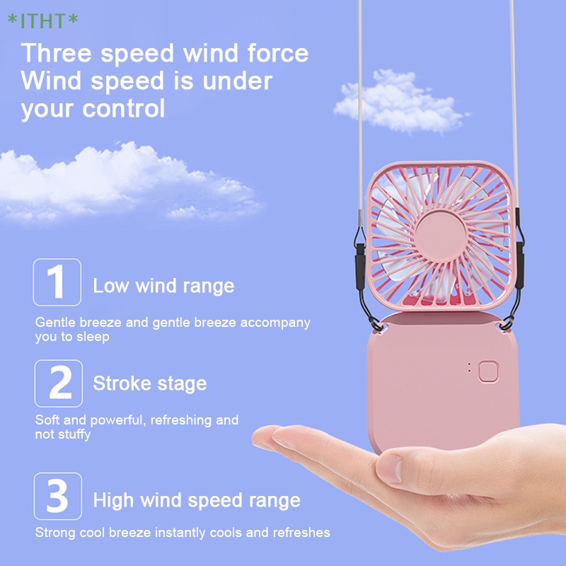 Quạt USB Mini Đeo Cổ Yên Tĩnh Gấp Gọn Tiện Dụng Mới