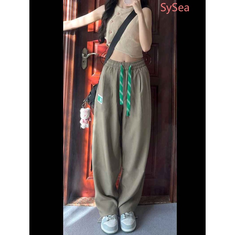 Quần Dài Dáng Rộng Kiểu Retro Mỹ Thiết Kế Năng Động Cho Nữ