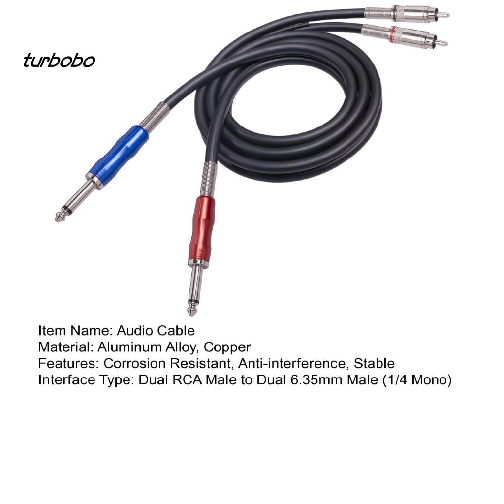 Cáp RCA 6.35mm Đầu Đực Sang 2 RCA Đầu Đực Độ Co Giãn Cao