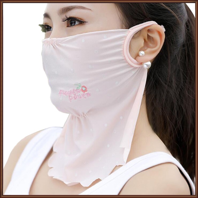 Khẩu Trang Chống Nắng Chống Bụi Bằng Lụa Mát Thêu Họa Tiết Hoa Gợn Sóng Thời Trang Mùa Hè Cho Nữ