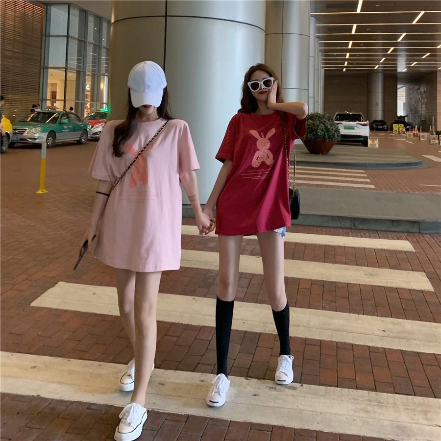 Áo Thun Tay Ngắn Cổ Tròn Dáng Rộng In Họa Tiết Hoạt Hình Dễ Thương Thời Trang Cho Nữ