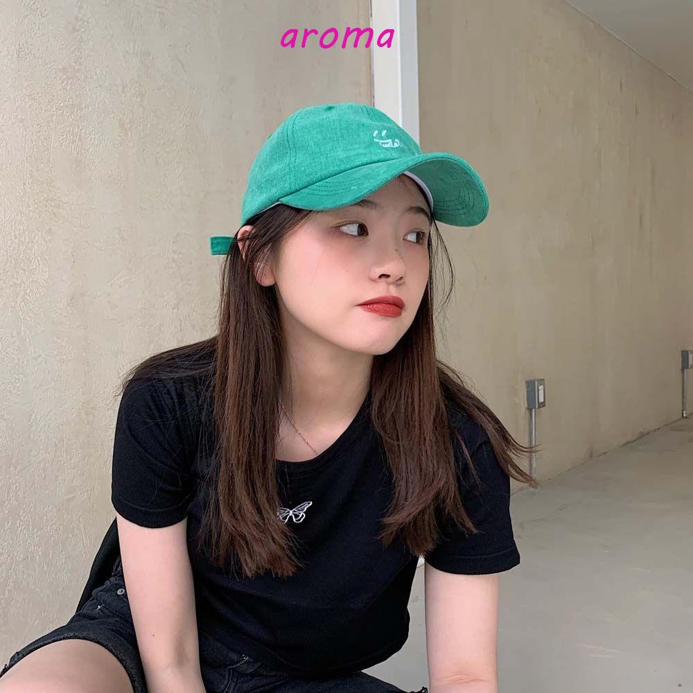 Mũ Lưỡi Trai Thêu Hình Mặt Cười Màu Sắc Đơn Giản Thời Trang Cho Nam Và Nữ