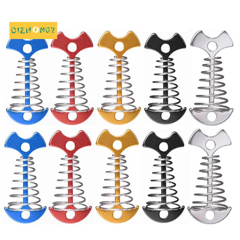 10 cái Sàn ván có thể điều chỉnh Lò xo Xương cá neo Lều Chốt khóa Ngoài trời Mái hiên Sàn cố định Móng tay cắm trại Móc lều