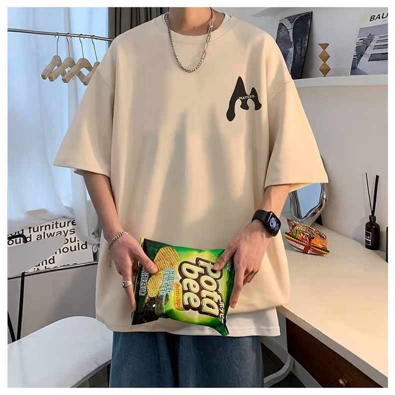 Áo Thun Tay Ngắn Cổ Tròn In Họa Tiết Hoạt Hình Phong Cách Hàn Quốc Thời Trang Cho Nam Size M-5XL