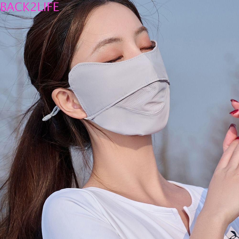 Khẩu Trang 2 Lớp Bằng Lụa Lạnh Mỏng Chống Nắng Chống Tia UV Màu Trơn Có Thể Điều Chỉnh Cho Nam