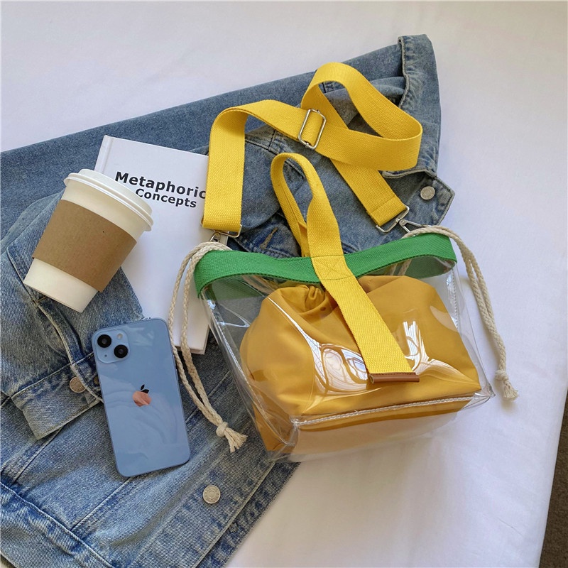 Túi Đeo Chéo Trong Suốt Cỡ Lớn Thời Trang Hàn Quốc Mới Cho Nữ