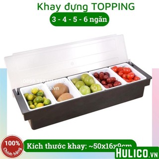 Khay đựng topping - khay đựng thạch trái cây- 3 ngăn - 4 ngăn - 5 ngăn - 6 ngăn - khay đựng gia vị