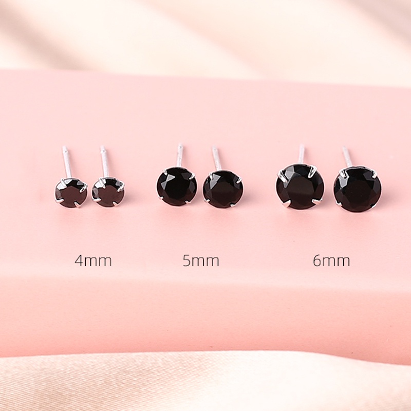 Set 6 Khuyên Tai Đính Đá Zircon Đen Đơn Giản Chống Dị Ứng Không Phai Màu Cho Nam Và Nữ