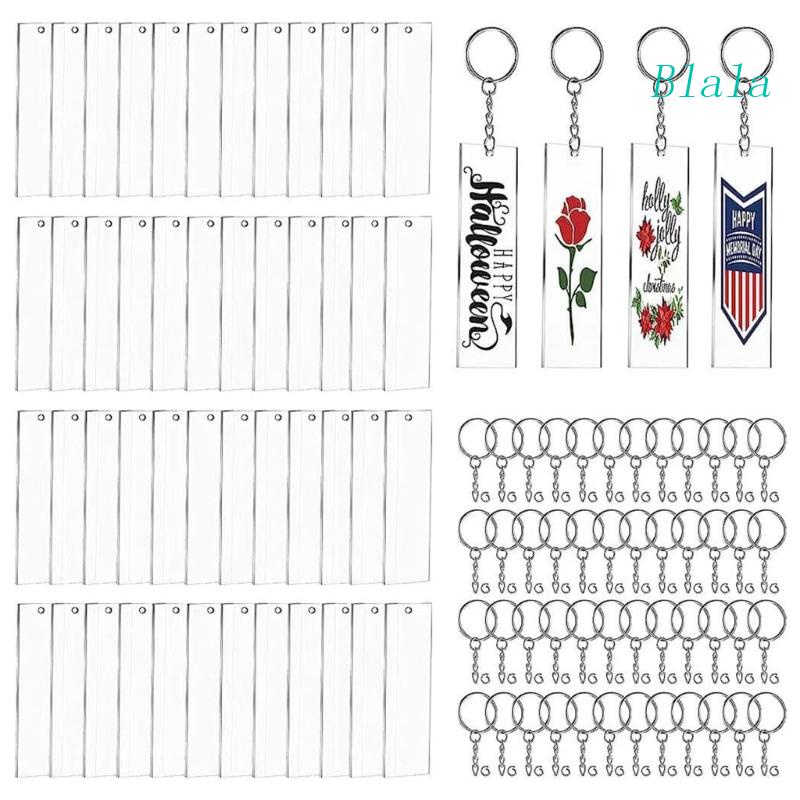 Set 48 Mặt Dây Chuyền Acrylic Rỗng Trong Suốt Hình Chữ Nhật Đa Ứng Dụng