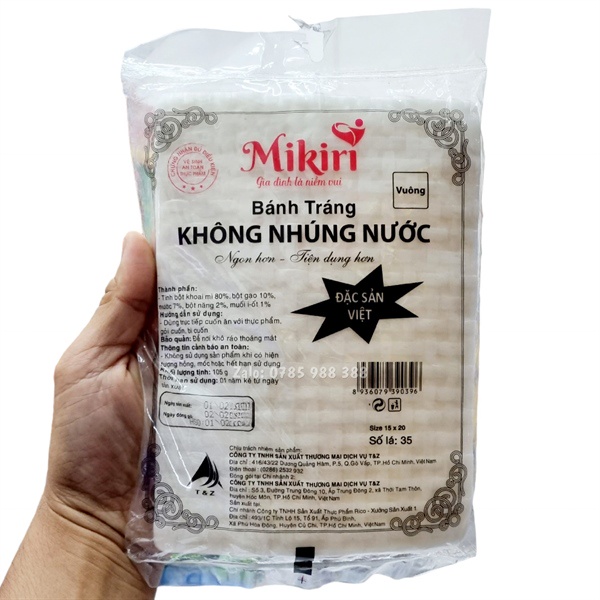Bánh tráng vuông KHÔNG NHÚNG NƯỚC Mikiri ngon hơn - Tiện dụng hơn