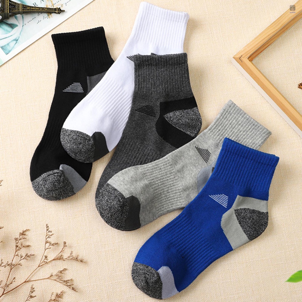 Set 5 Đôi Tất Thể Thao Dài Đến Đầu Gối Vải Cotton Thoáng Khí Chống Ẩm Cho Nam