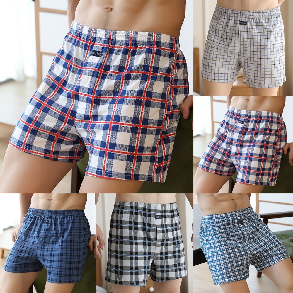 Quần Lót Boxer Chất Liệu Cotton Họa Tiết Sọc Caro Cao Cấp Thời Trang Dành Cho Nam