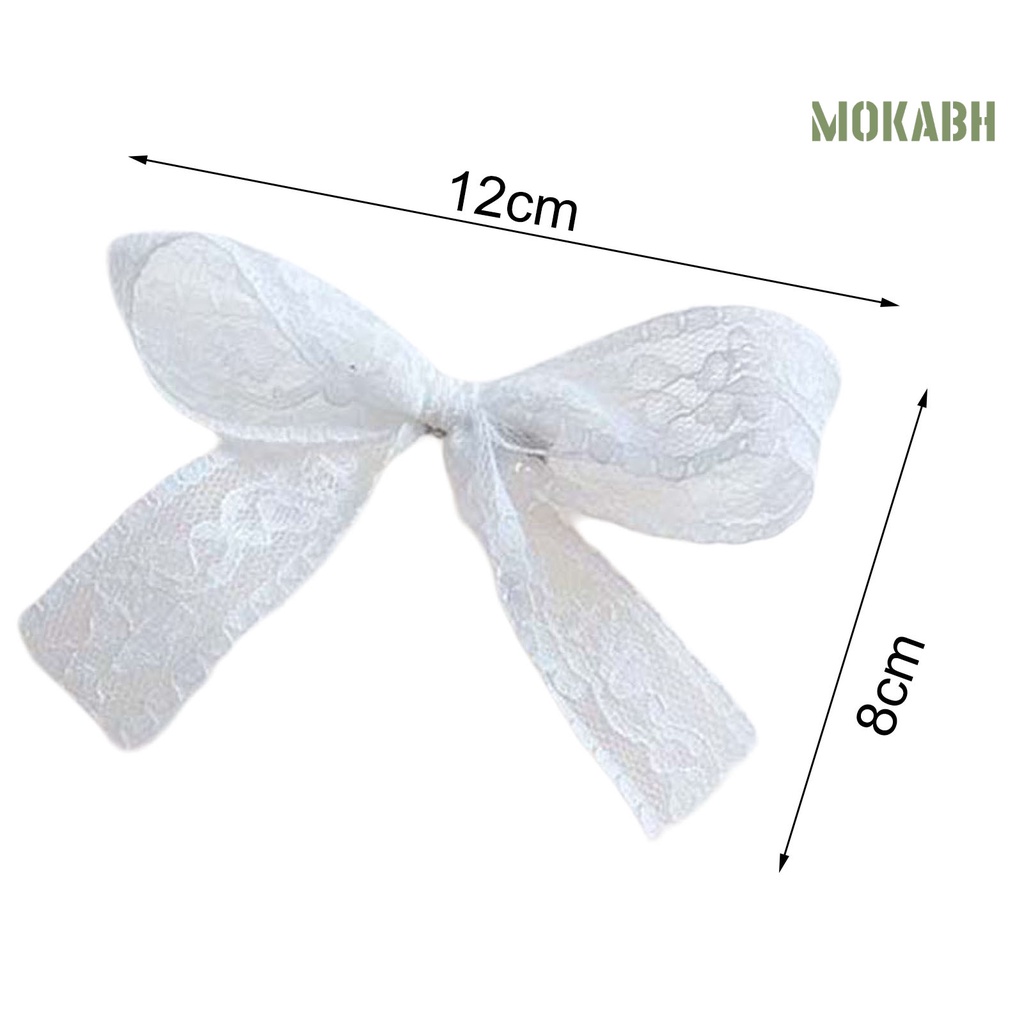 Bộ 3 / 4 / 6 Kẹp Tóc Nơ Phối Ren Trắng Thêu Họa Tiết Phong Cách Lolita Xinh Xắn Cho Bé Gái