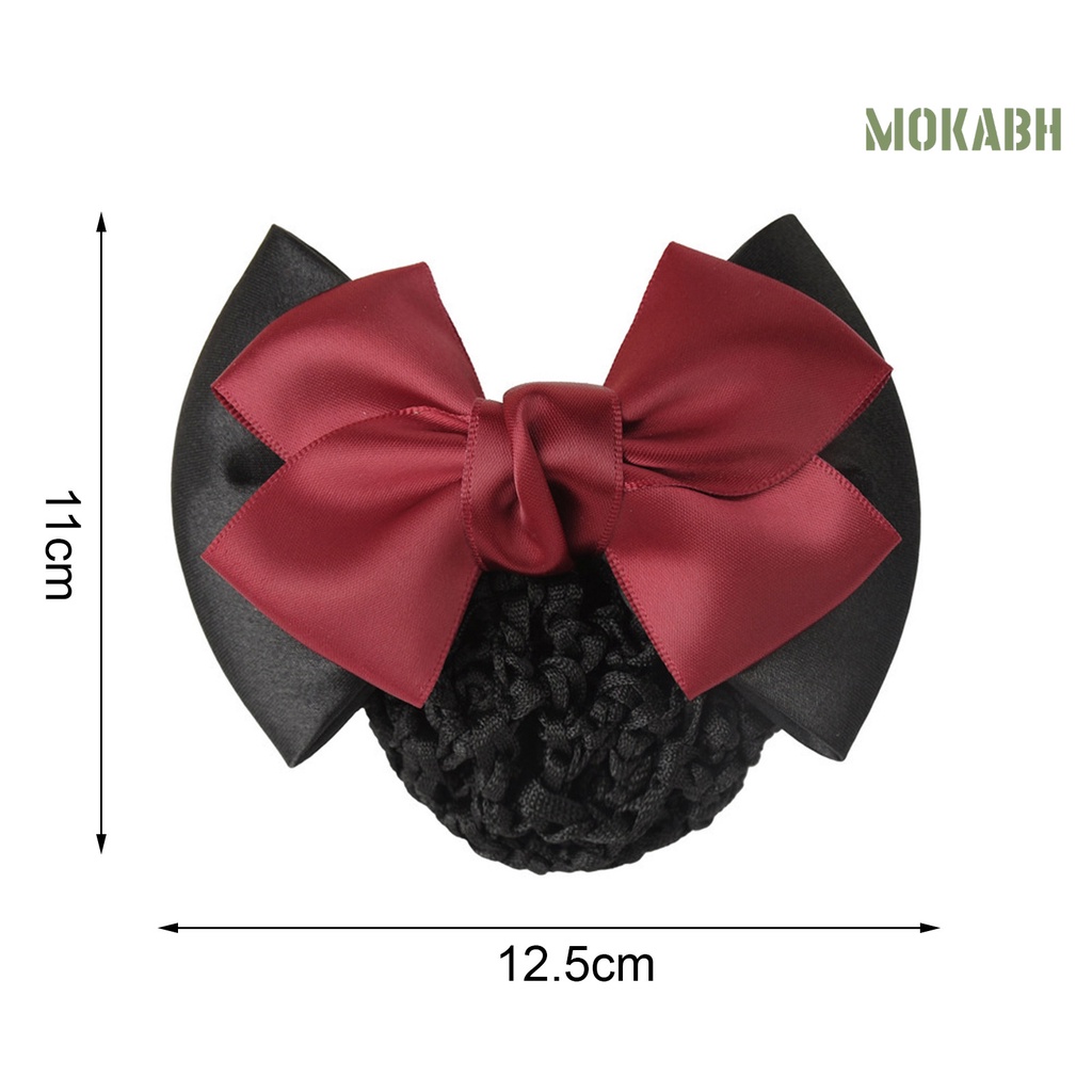 [Mok Abh] Mũ Lưới Thắt Nơ Họa Tiết Sọc Màu Sắc Tương Phản Chống Trượt Trang Trí Tóc Dành Cho Y Tá