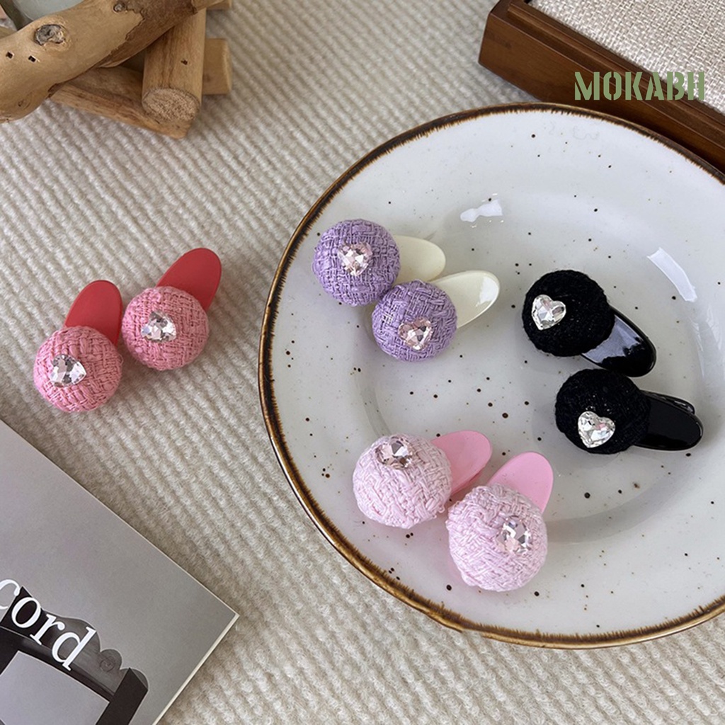 Kẹp Tóc Hình Trái Tim Đính Đá Chống Trượt Trọng Lượng Nhẹ Màu Sắc Ngọt Ngào