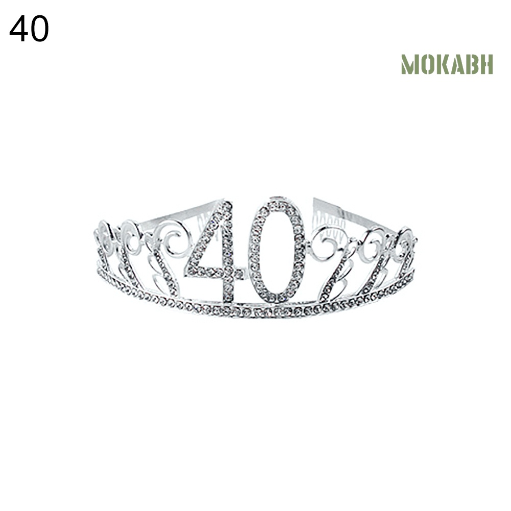 [Mok Abh] Vương Miện Số 30 / 40 / 50 Tuổi Đính Kim Cương Giả Lấp Lánh