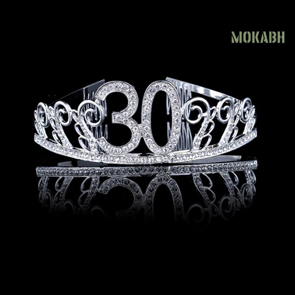 [Mok Abh] Vương Miện Số 30 / 40 / 50 Tuổi Đính Kim Cương Giả Lấp Lánh