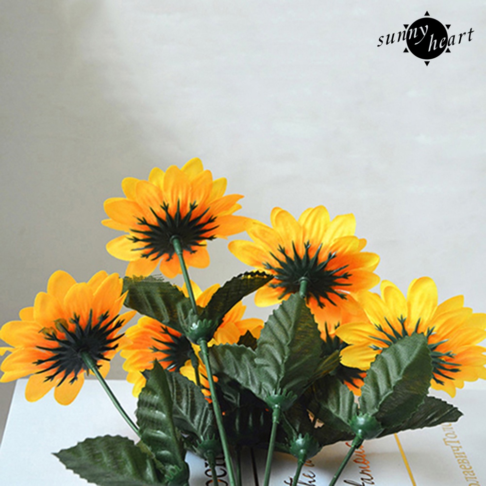 1 Bó 7 Bông Hoa Hướng Dương Nhân Tạo Bằng Lụa Cho Trang Trí