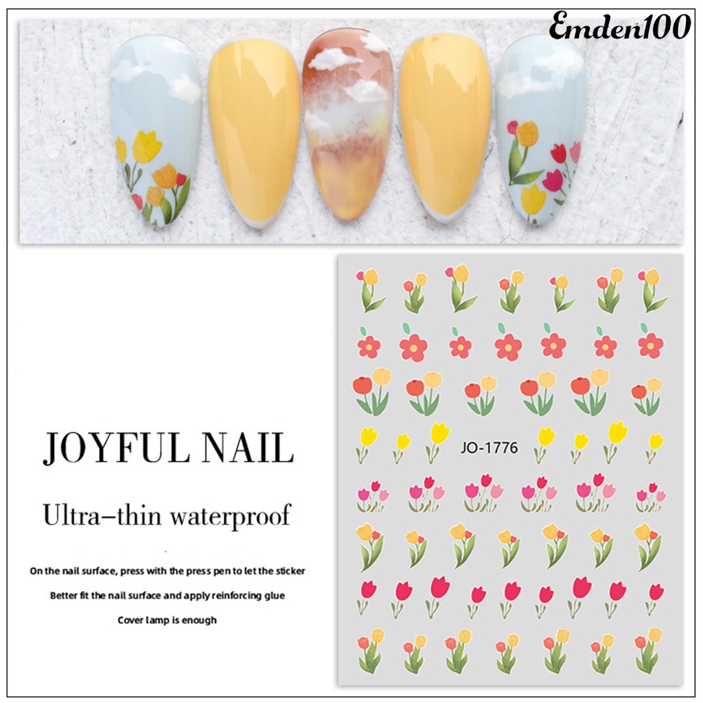 Bộ 100 Miếng Dán Trang Trí Móng Tay Hình Hoa Tulip
