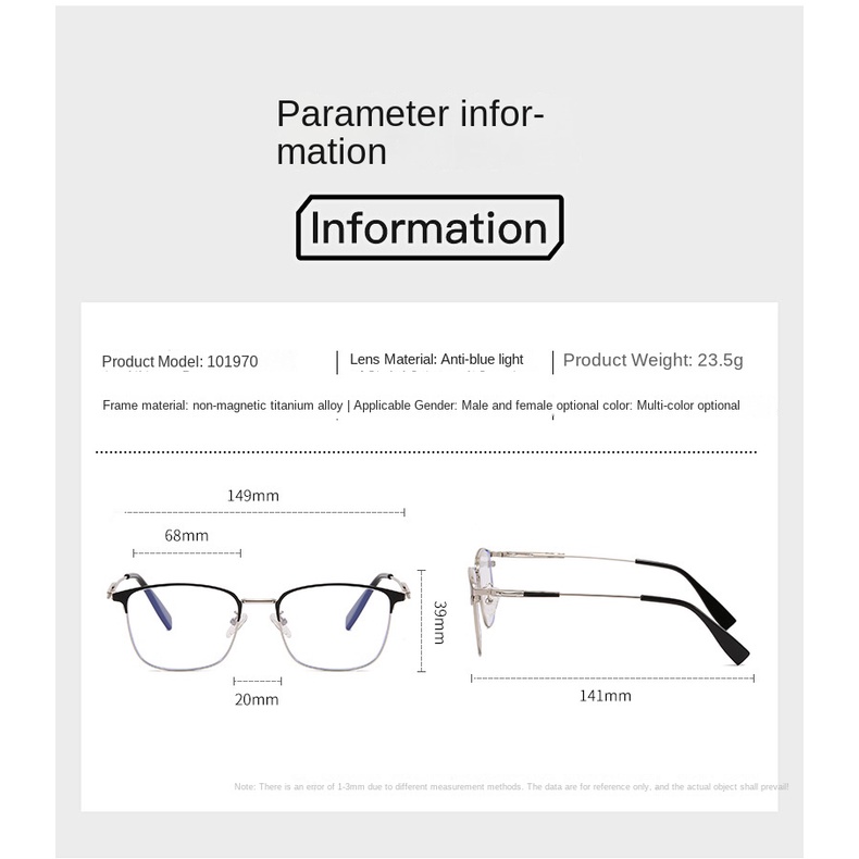 Kính Chống Ánh Sáng Xanh Gọng Kim Loại Phong Cách Doanh Nhân Cho Nam