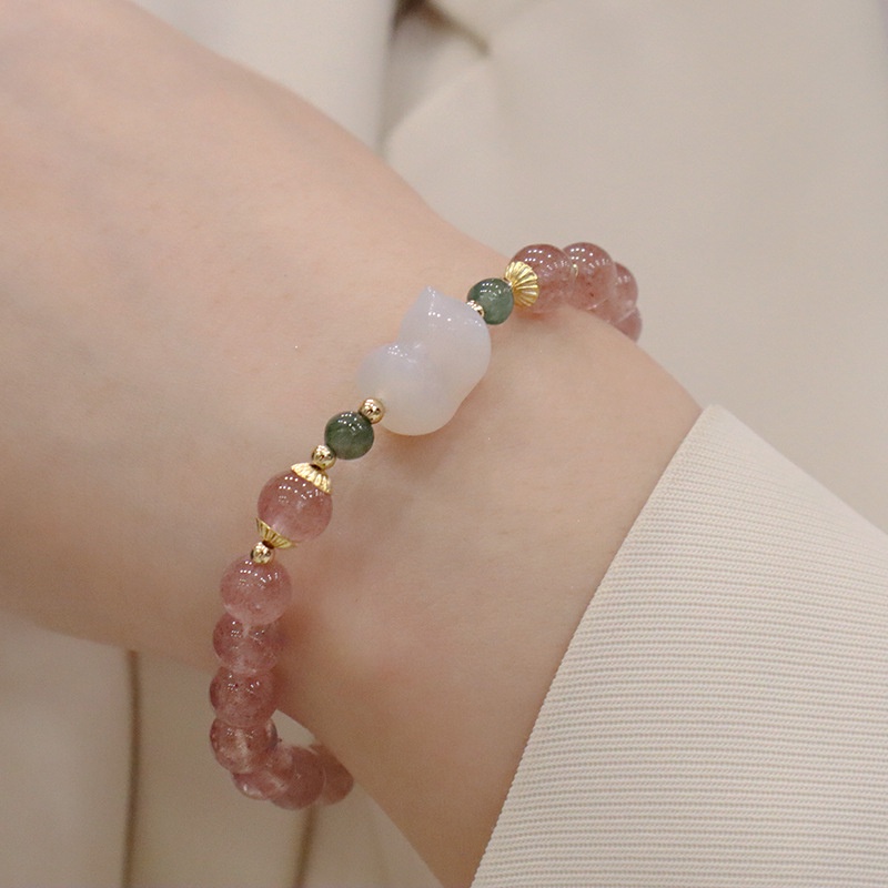 {Hàng Mới Về!} Hàng Mới Về!} Đầm Không Tay Thời Trang Mùa HèVòng Tay Pha Lê Hình Trái Dâu Xinh Xắn Cho Nữ