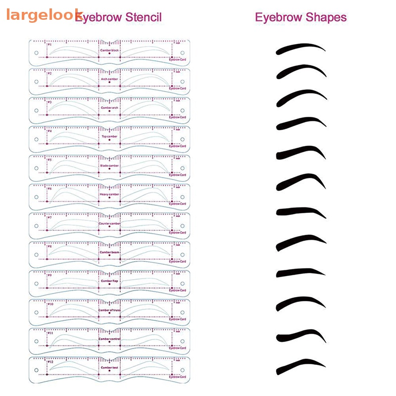 Bộ 12 Thẻ Khuôn Hỗ Trợ Vẽ Lông Mày Tái Sử Dụng Tiện Lợi