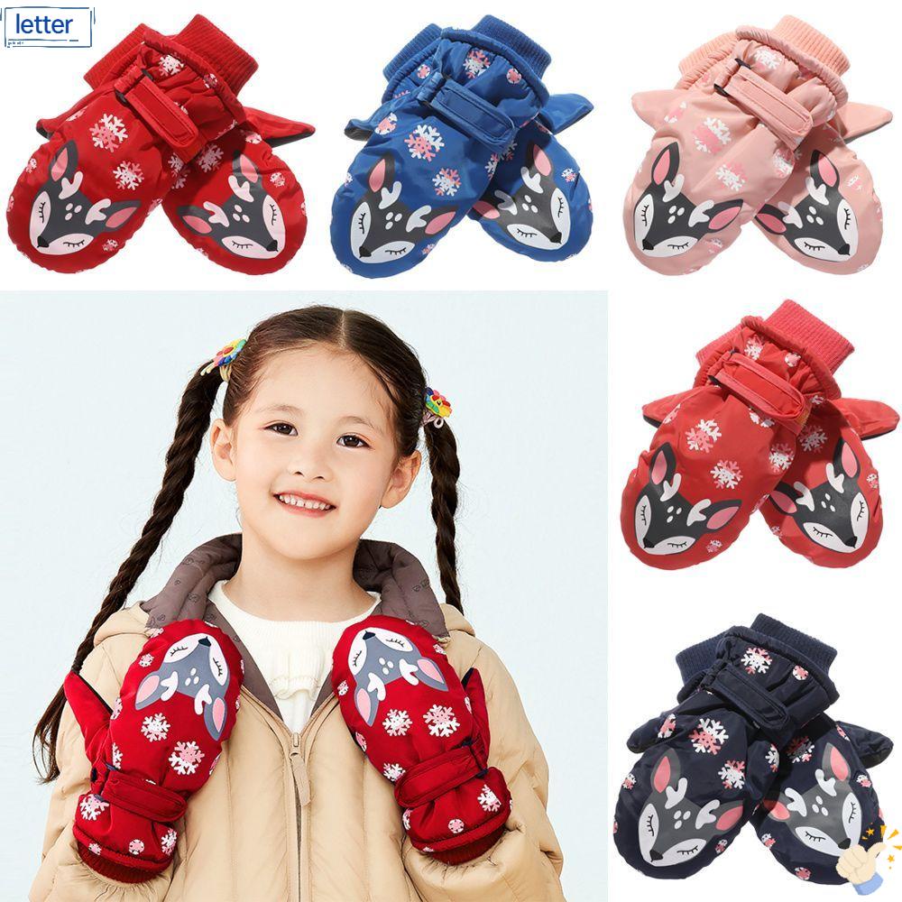 Găng Tay Trượt Tuyết Chất Liệu Dày Dặn Ấm Áp Chống Trượt Họa Tiết Hoạt Hình