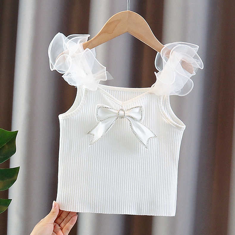 Áo Thun Không Tay Thắt Nơ Thời Trang Dành Cho Bé Gái