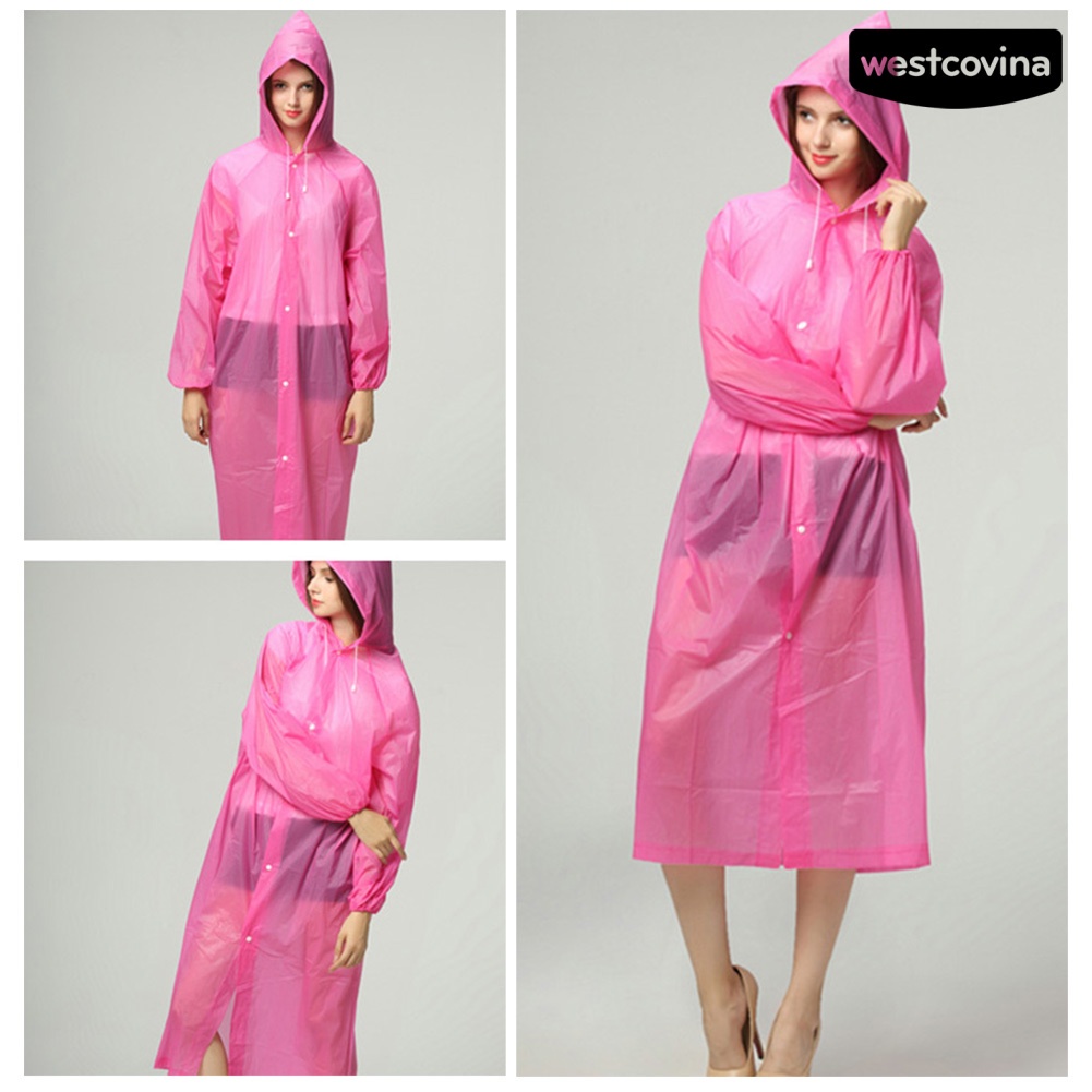 [COD]☁Áo Mưa Di Động Có Mũ Trùm Phối Nút Chống Nước Unisex