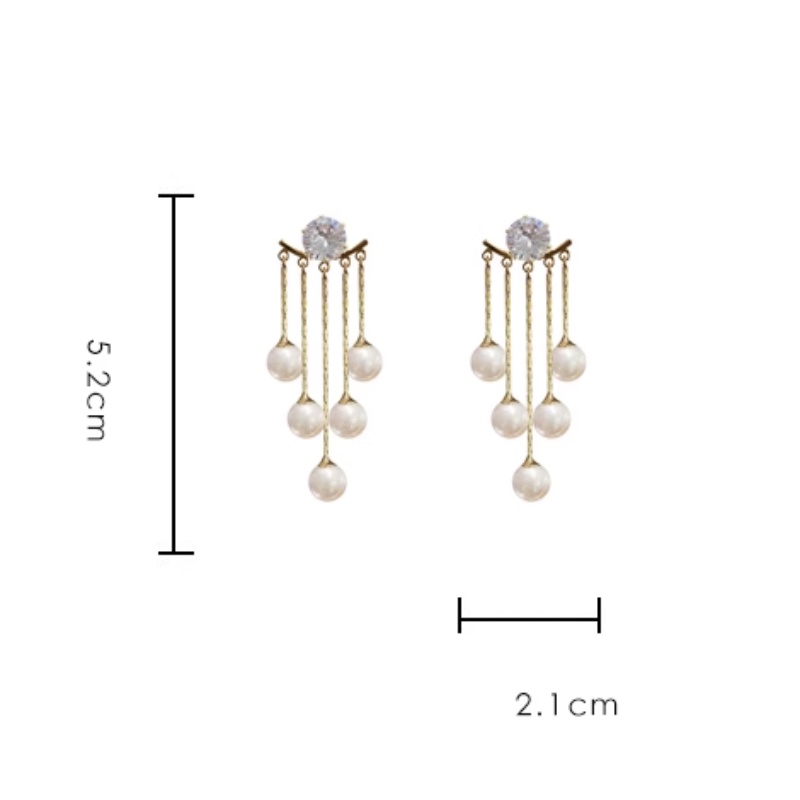 Bông Tai Dáng Dài Đính Đá Phối Tua Rua Thời Trang Cho Nữ