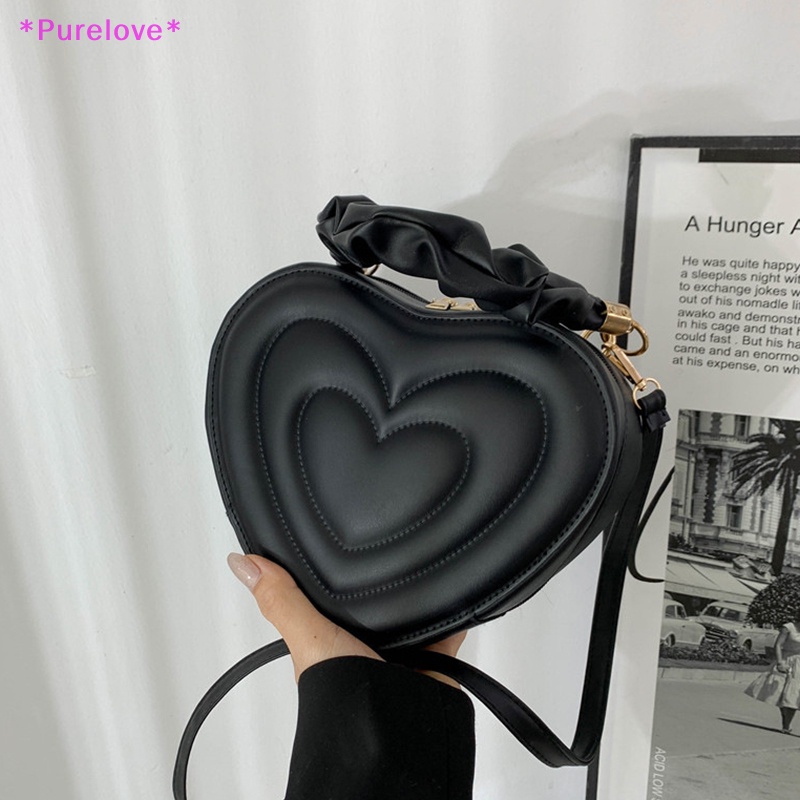 Túi Đeo Chéo Vai Bằng Da PU Màu Trơn Họa Tiết Trái Tim Thời Trang Dành Cho Nữ Mới