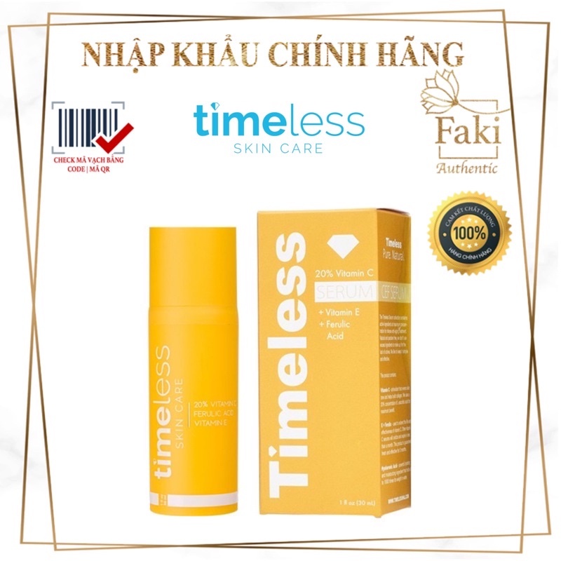 【miễn thuế nhập khẩu】Tinh Chất Timeless 20% Vitamin C Serum Giảm Thâm Dưỡng Trắng Da 30ml (vic)