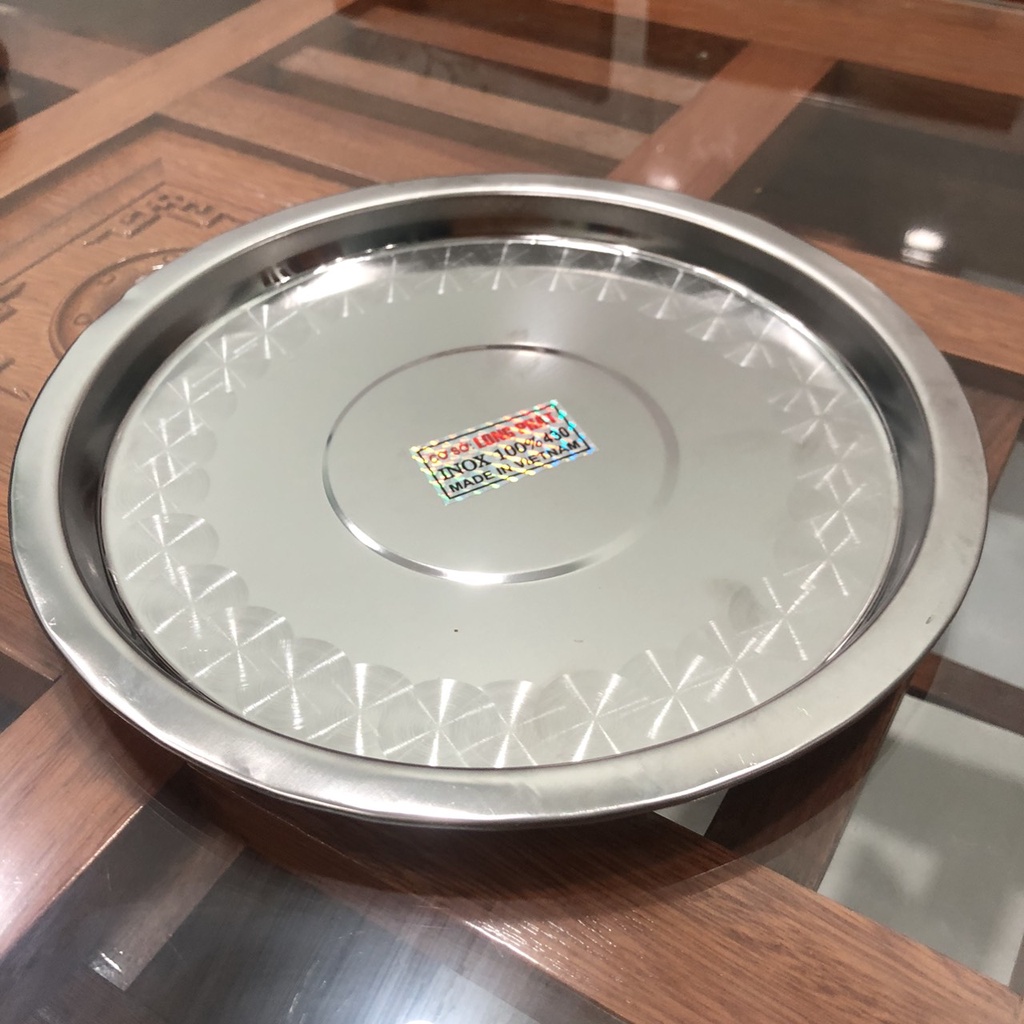 Khay Tròn Inox, Dĩa Tròn Inox Cao Cấp 26cm Chuyên Dùng Lót Bếp Cồn - Hàng Việt Nam Sản Xuất