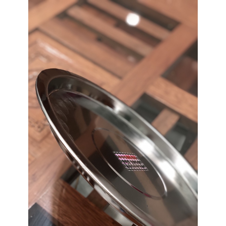 Khay Tròn Inox, Dĩa Tròn Inox Cao Cấp 26cm Chuyên Dùng Lót Bếp Cồn - Hàng Việt Nam Sản Xuất