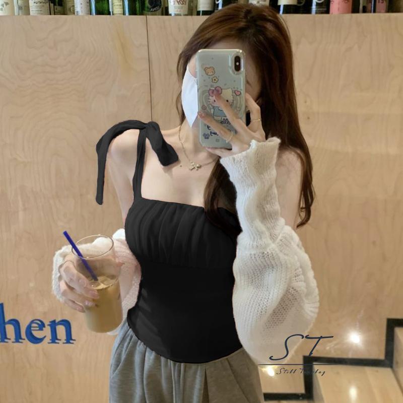 Áo Hai Dây CY03 Ôm Dáng Phối Vải Tuyn Thời Trang Mùa Hè Cho Nữ