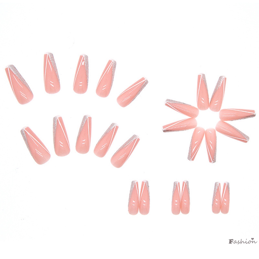 Móng Tay Giả Đính Đá Màu Hồng Xinh Xắn Thoải Mái
