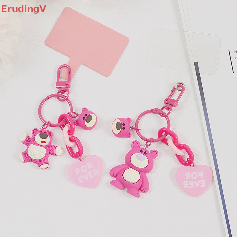 [ErudingV] Móc Khóa Hình Trái Tim Gấu Dâu Tây Đáng Yêu Dành Cho Bạn Gái [Mới]