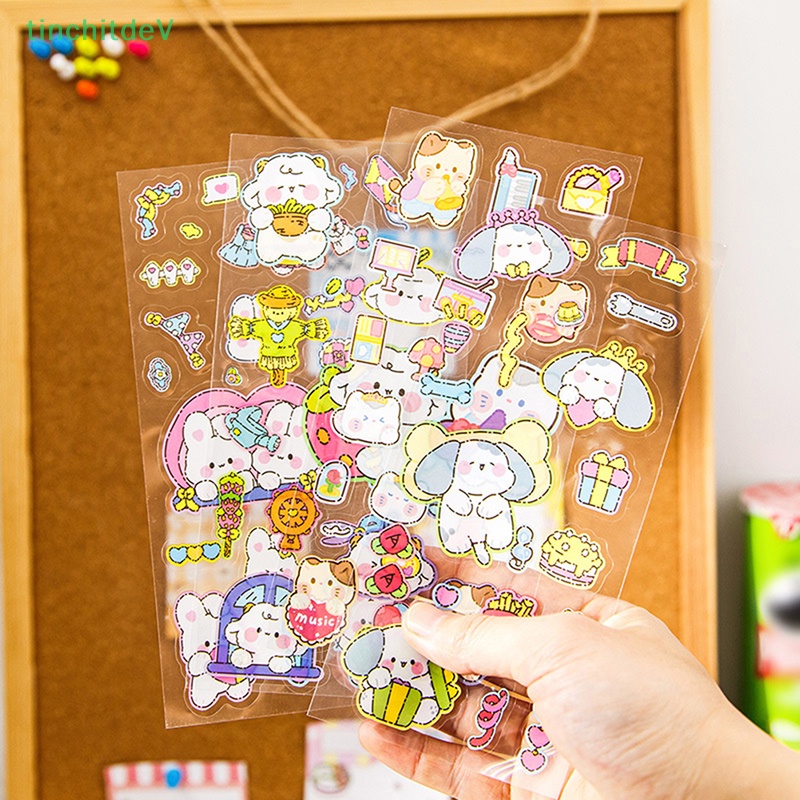 [TinchitdeV] Bộ 5 Miếng Dán PET Hình Động Vật Thỏ Gấu Đáng Yêu DIY Trang Trí Sổ Tay Nhật Ký / Quà Tặng Trường Học [Mới]