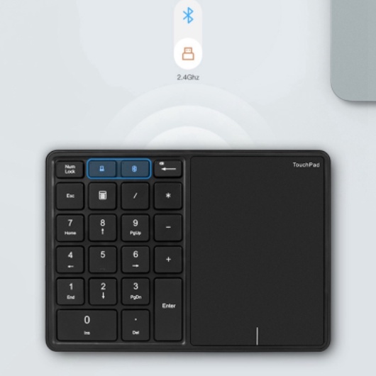 Bàn Phím Số Không Dây 22 Phím Mini 2.4G Bluetooth Màu Đen Có Thể Sạc Lại