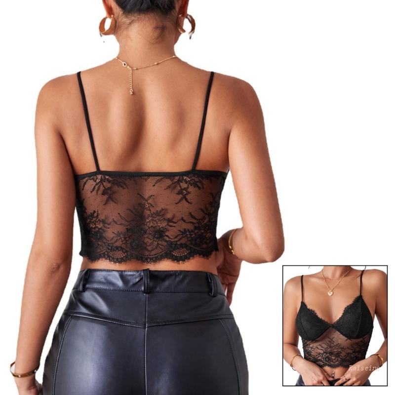 Áo Lót Croptop Hai Dây Thêu Hoa Phong Cách Vintage Quyến Rũ