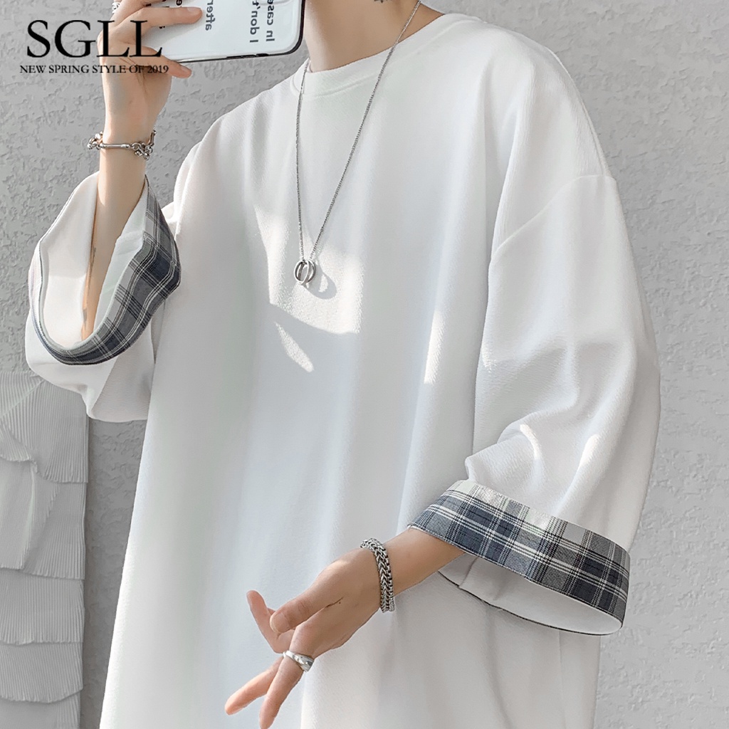 Áo Thun Tay Ngắn Dáng Rộng Bằng Lụa Lạnh Thời Trang Mùa Hè Cho Nam