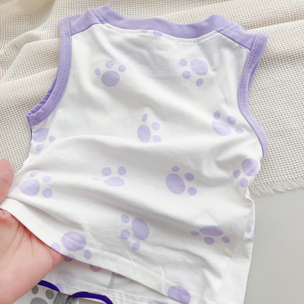Set Đồ Thể Thao Gồm Áo Ba Lỗ Và Quần Short Cotton In Họa Tiết Hoạt Hình Phong Cách Hàn Quốc Thời Trang Mùa Hè Cho Bé Trai Và Gái