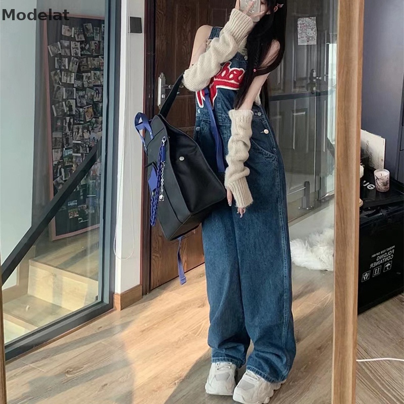 Mfc Quần Yếm Denim Ống Rộng Phong Cách Vintage Thời Trang Mùa Hè Dành Cho Nữ