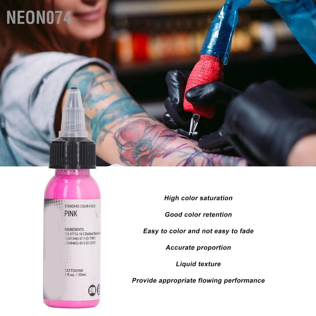 Neon074 Mực Thực Hành Hình Xăm Độ Bão Hòa Màu Cao Chống Phai Sắc Tố Cho Người Mới Bắt Đầu 30Ml