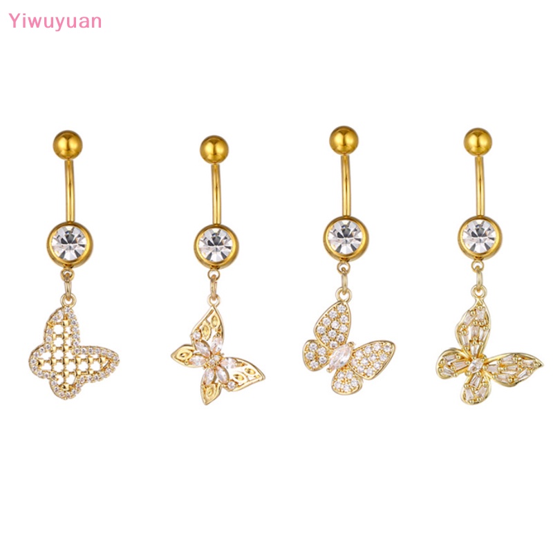 Khuyên Rốn Bằng Đồng Đính Đá Zircon Hình Bướm Thời Trang Mới