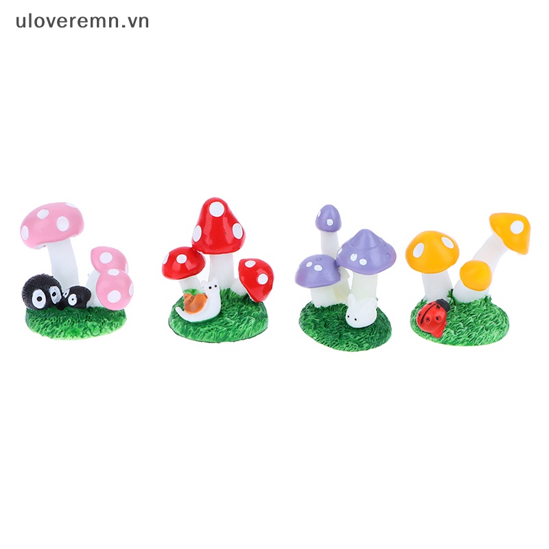 Đồ trang trí Nấm Hoạt Hình Mini Bằng Nhựa Resin Trang Trí Tiểu Cảnh