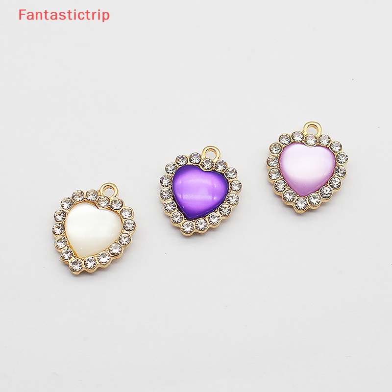 Phụ Kiện Trang Sức Treo Tường Hình Trái Tim Đính Đá 18MM Màu Vàng Phong Cách Hàn Quốc Mới