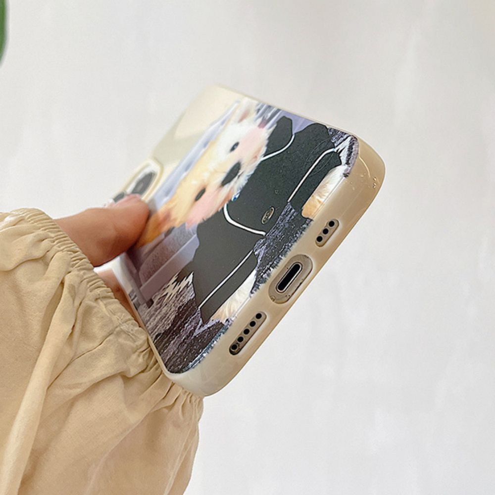 Ốp Điện Thoại TPU Mềm Chống Sốc In Hình Chú Cún Mặc Đồ Ngủ Cho IPhone 14 Pro Max 13 12 11 Pro Max XS XR 7 8 Plus