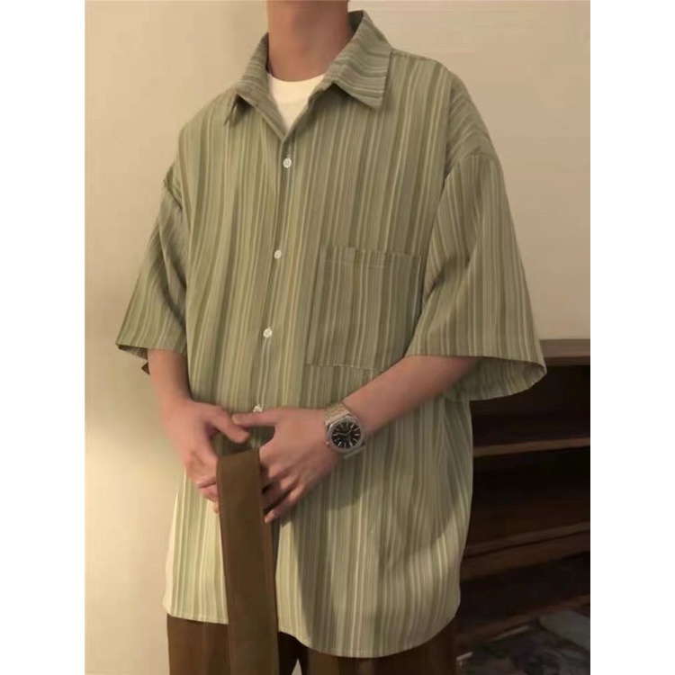 Áo Sơ Mi Polo Tay Ngắn Dáng Rộng Họa Tiết Kẻ Sọc Thời Trang Mùa Hè 2023 Phong Cách Nhật Bản Mới